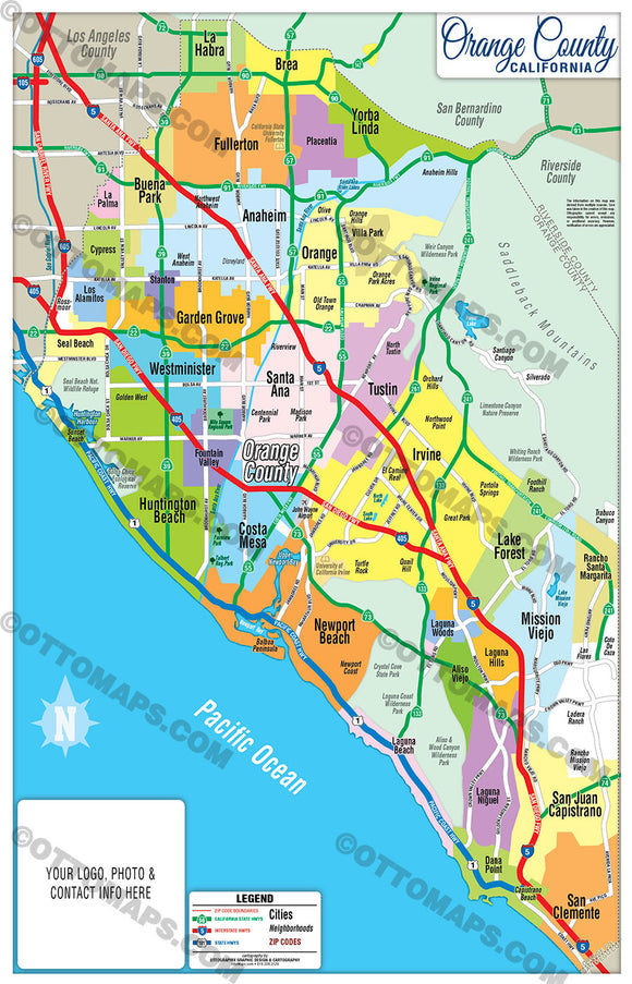 Orange County Map (no Zip Codes) – Otto Maps