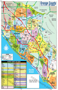 Orange County Zip Code Map - PDF, editable, royalty free