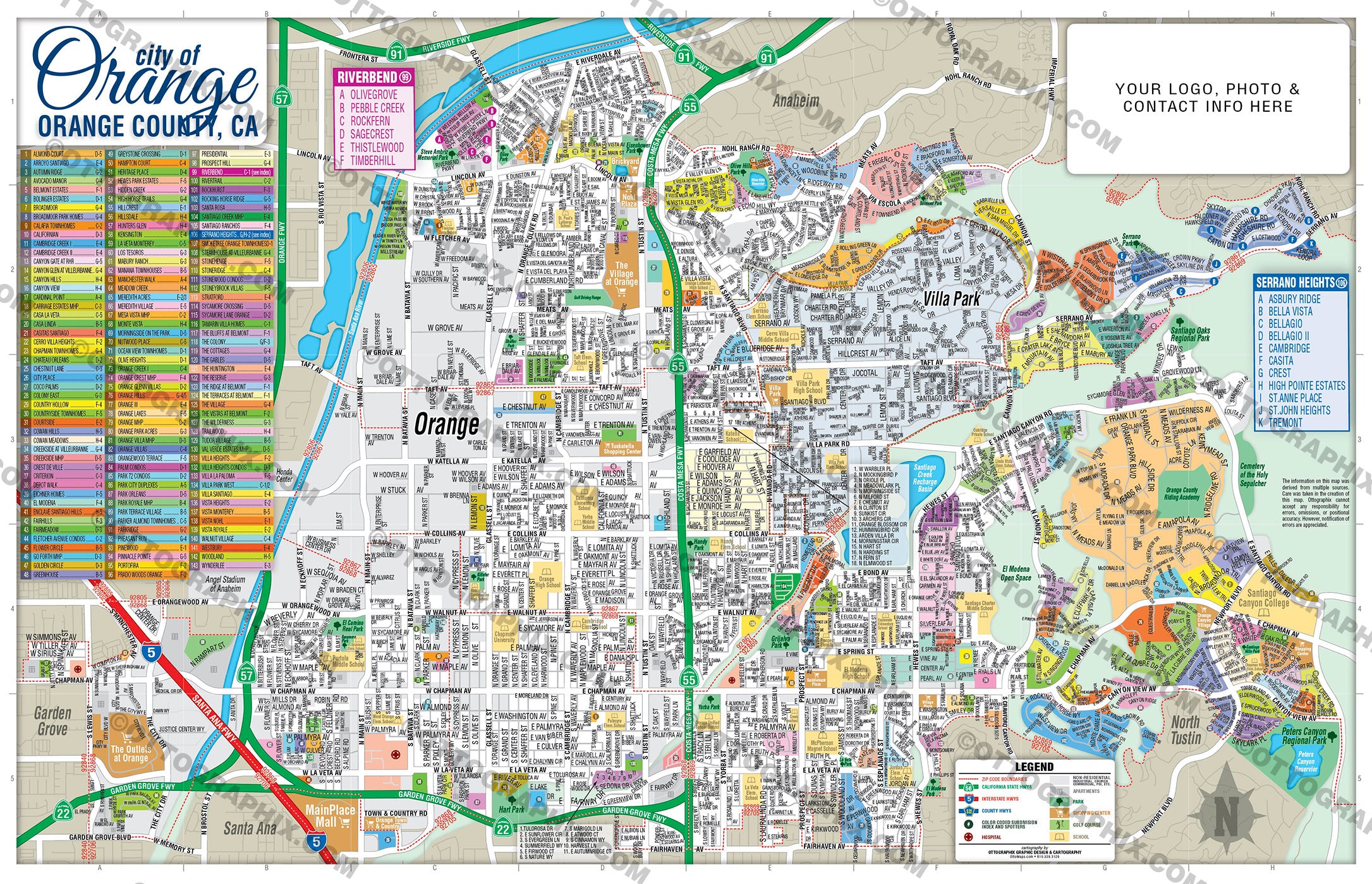 Orange Map, City of Orange, Orange County, CA