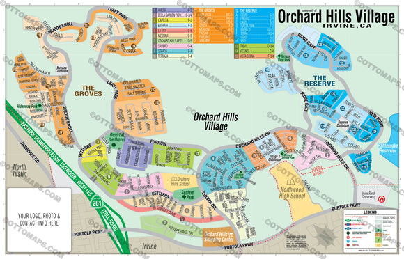 Orchard Hills Village Map - PDF, editable, royalty free