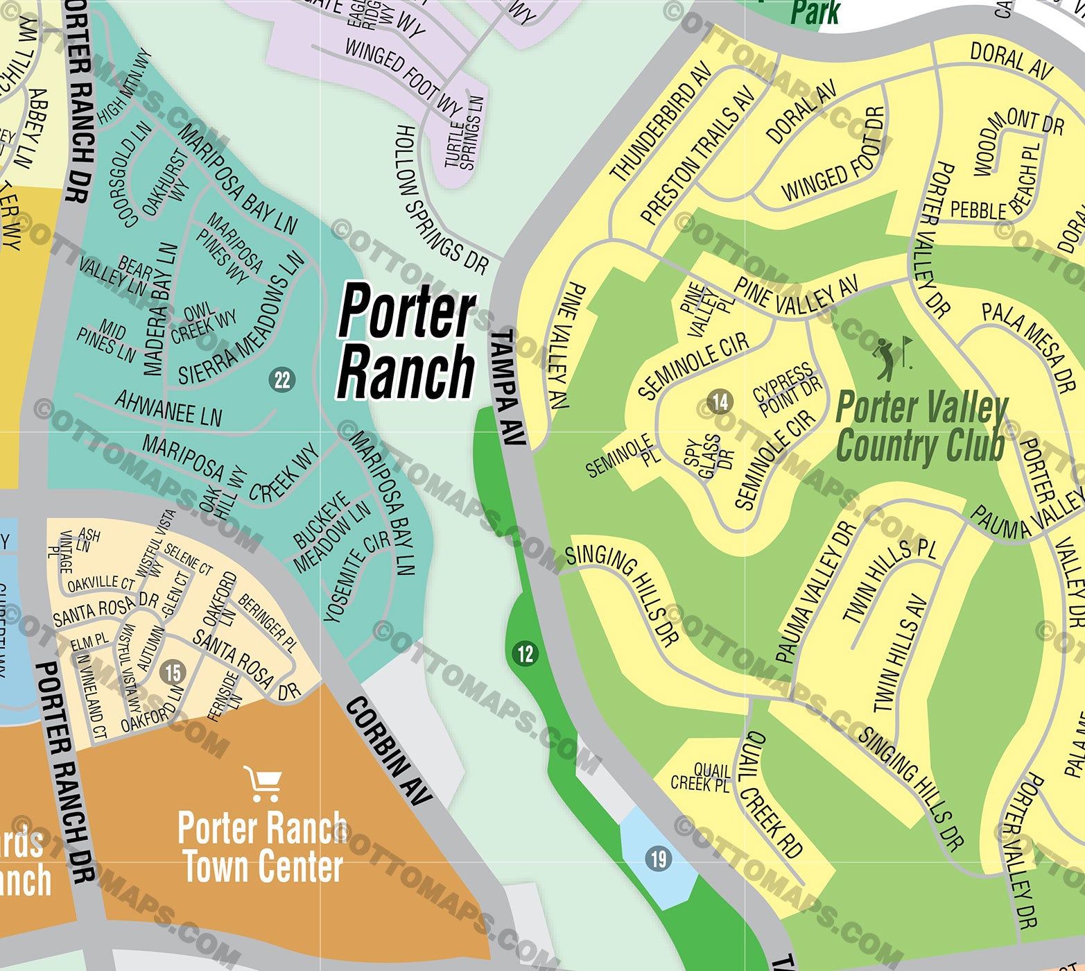 Porter Ranch Map - PDF, editable, royalty free