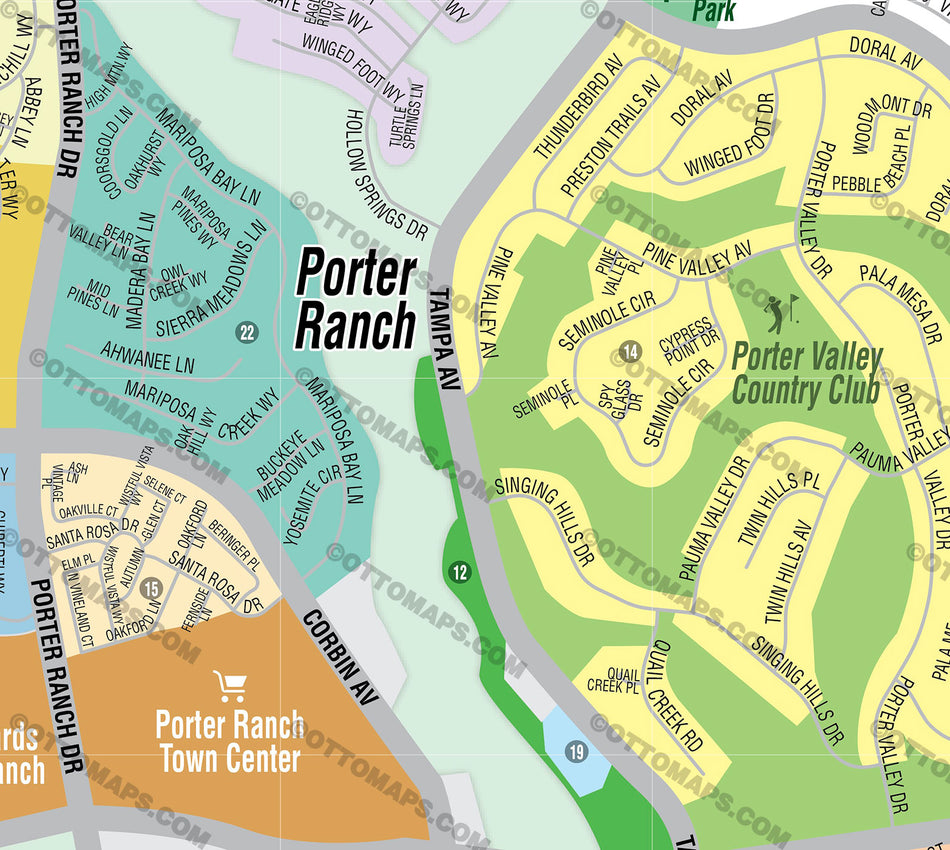 Porter Ranch Map - Los Angeles County, CA – Otto Maps