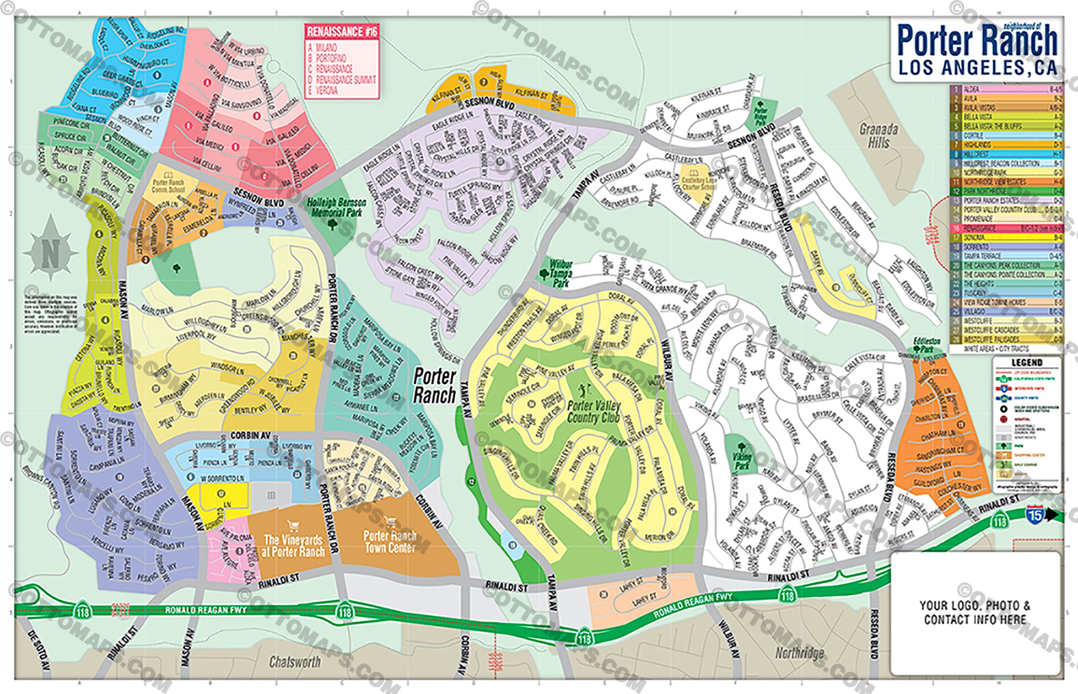 Porter Ranch Map - PDF, editable, royalty free