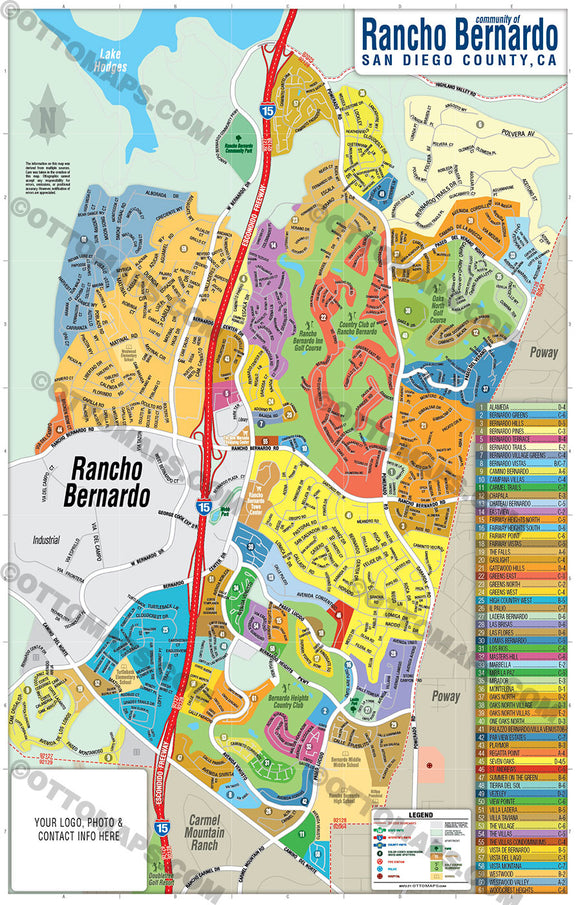 Rancho Bernardo Map - PDF, editable, royalty free