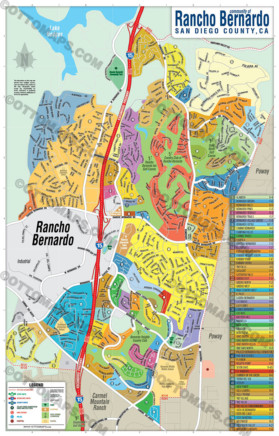 Rancho Bernardo Map - PDF, editable, royalty free