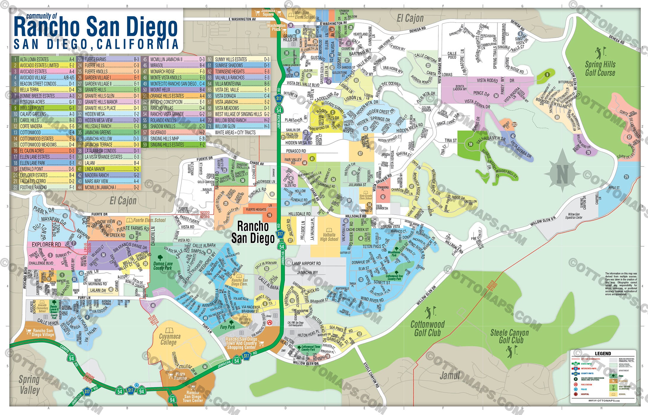 Rancho San Diego Map - PDF, editable, royalty free