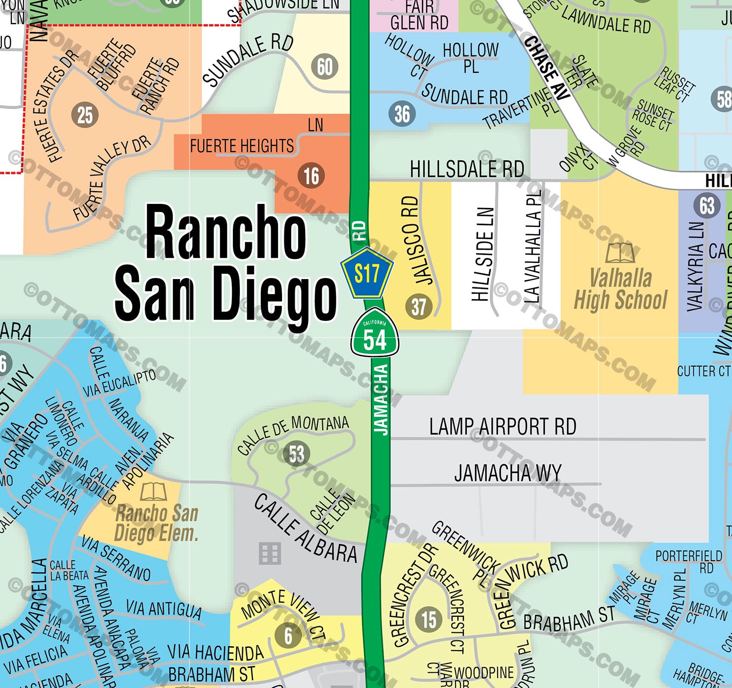 Rancho San Diego Map - PDF, editable, royalty free