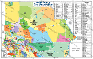 Riverside and San Bernardino Counties Zip Code Map - PDF, editable, royalty free