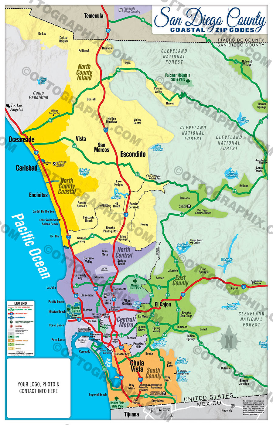 San Diego County Map - COASTAL (no Zip Codes)