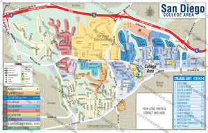 San Diego College Area Map - PDF, editable, royalty free