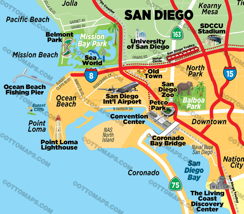 San Diego County Tourist Map – Otto Maps