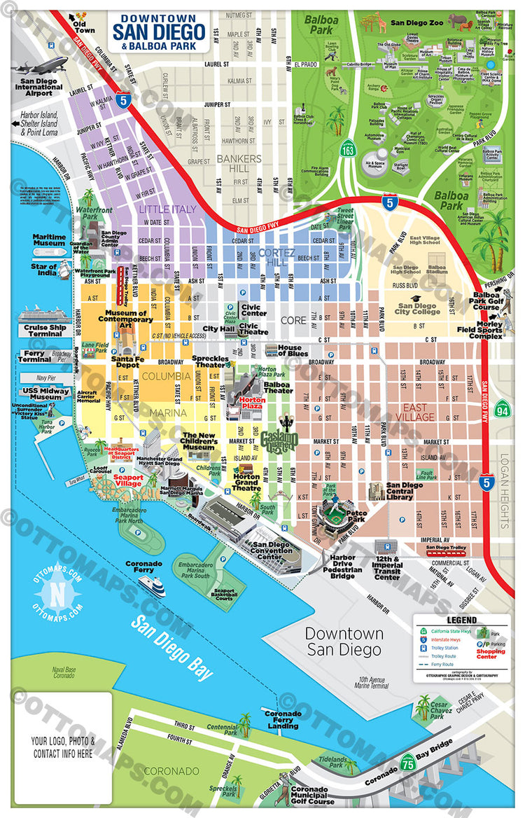 Downtown San Diego Tourist Map with Balboa Park Map FILES PDF and