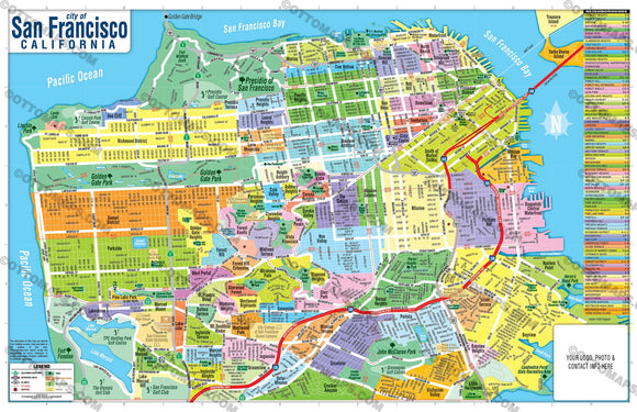 San Francisco Map - PDF, editable, royalty free