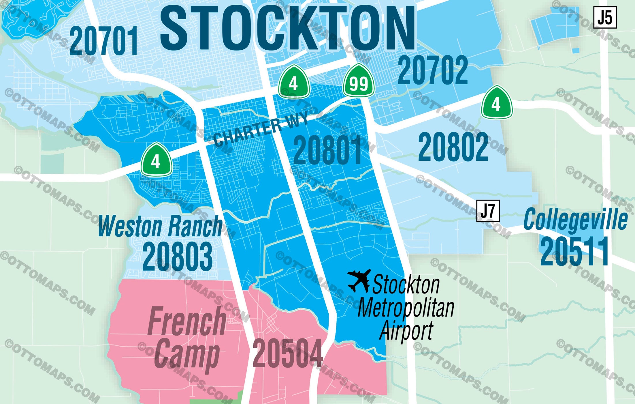 San Joaquin County MLS Area Map - PDF, editable, royalty free