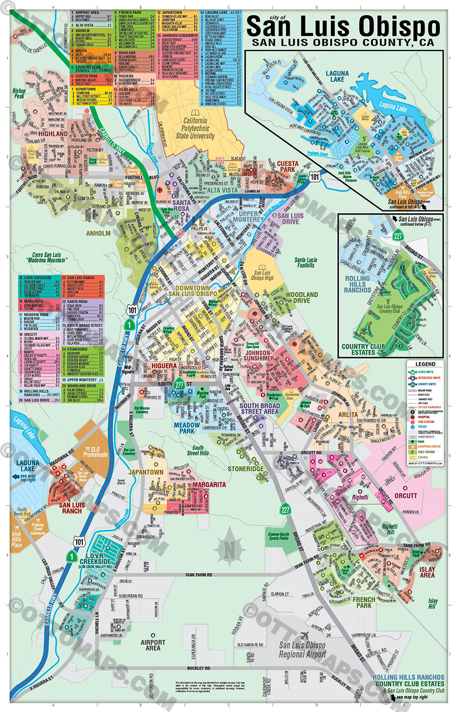 San Luis Obispo Map - PDF, editable, royalty free