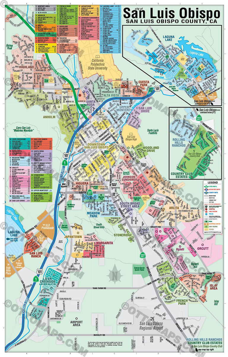 Sent Luis Map San Luis Obispo Map - PDF, editable, royalty free – Otto Maps
