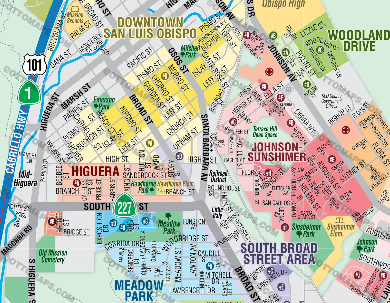 High-Resolution Zoom Map of San Luis Obispo