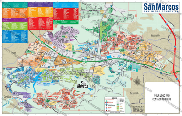 San Marcos Map - pdf, editable, royalty free