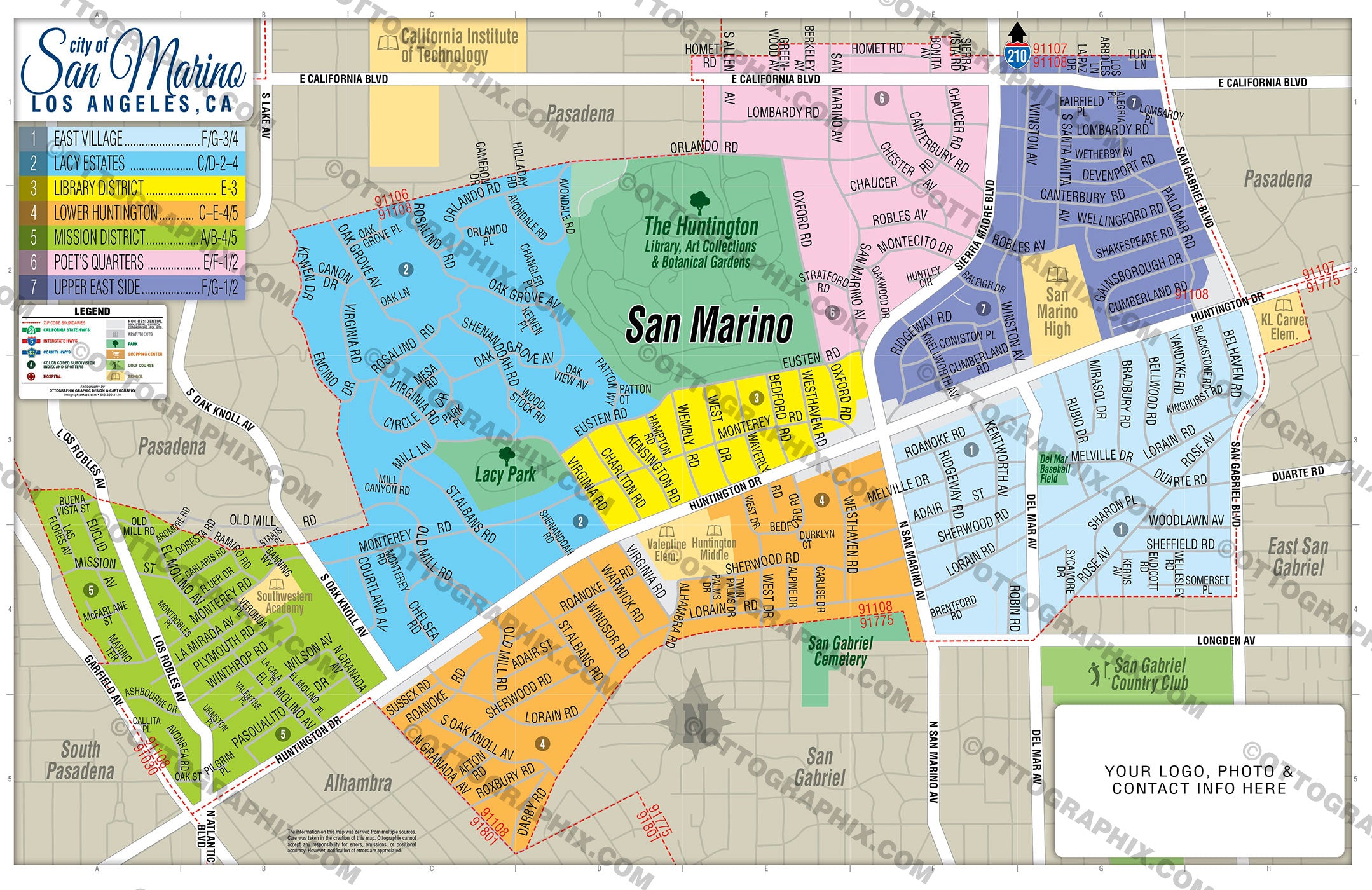 San Marino Map Los Angeles County CA