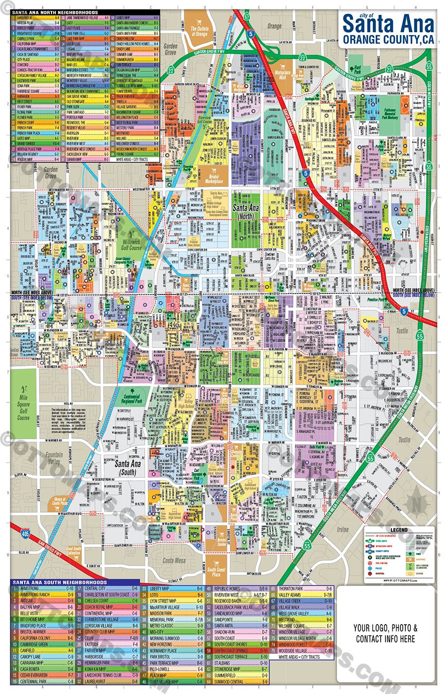 Santa Ana Map - PDF, editable, royalty free