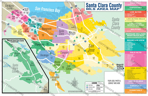 Santa Clara County MLS Area Map - PDF, editable, royalty free