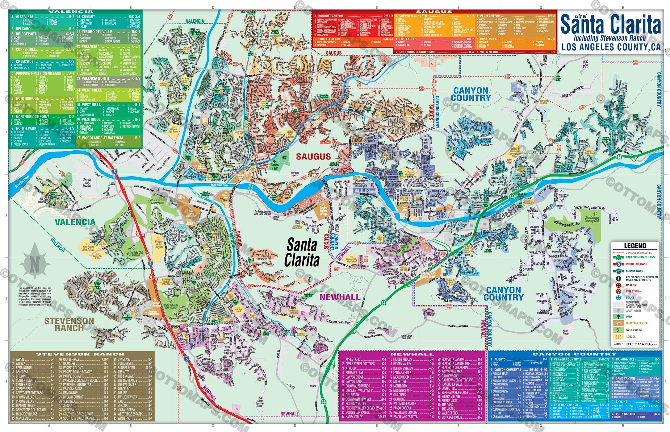 Santa Clarita Map - PDF, editable, royalty free