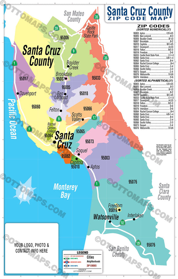 Santa Cruz Zip Code Map - Printable Maps Online