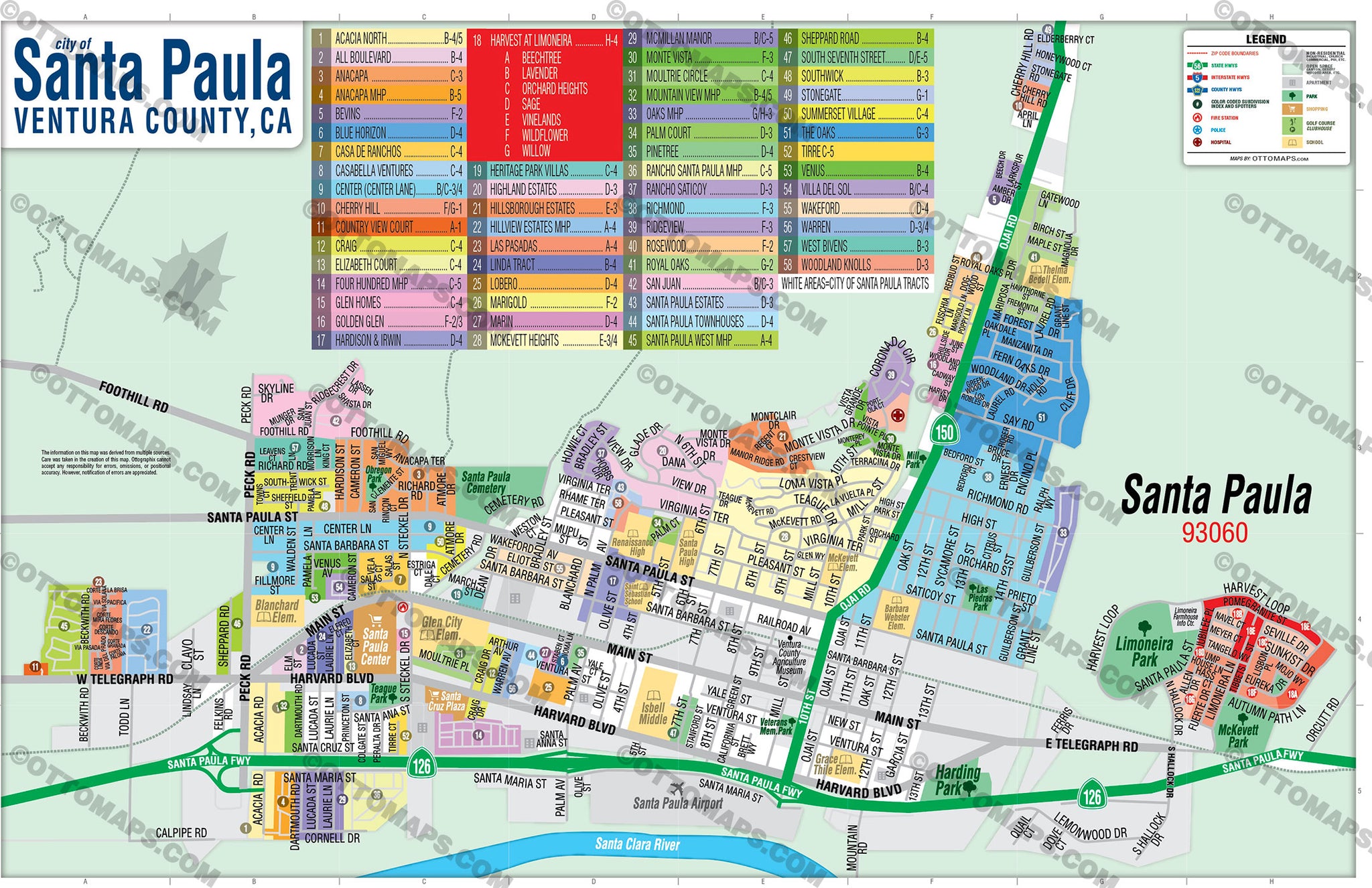 91007 Map Santa Paula Map, Ventura County, CA – Otto Maps
