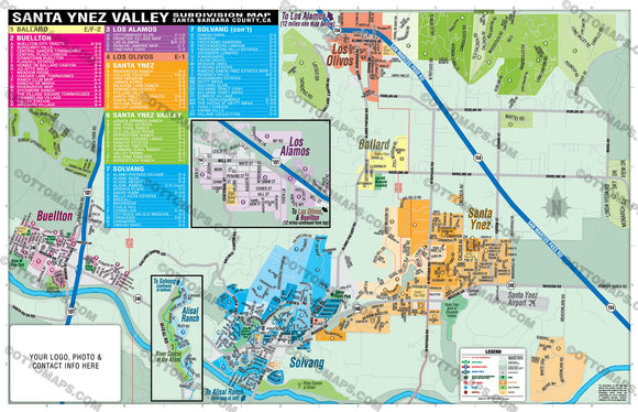 Santa Ynez Valley Map - PDF, editable, royalty free