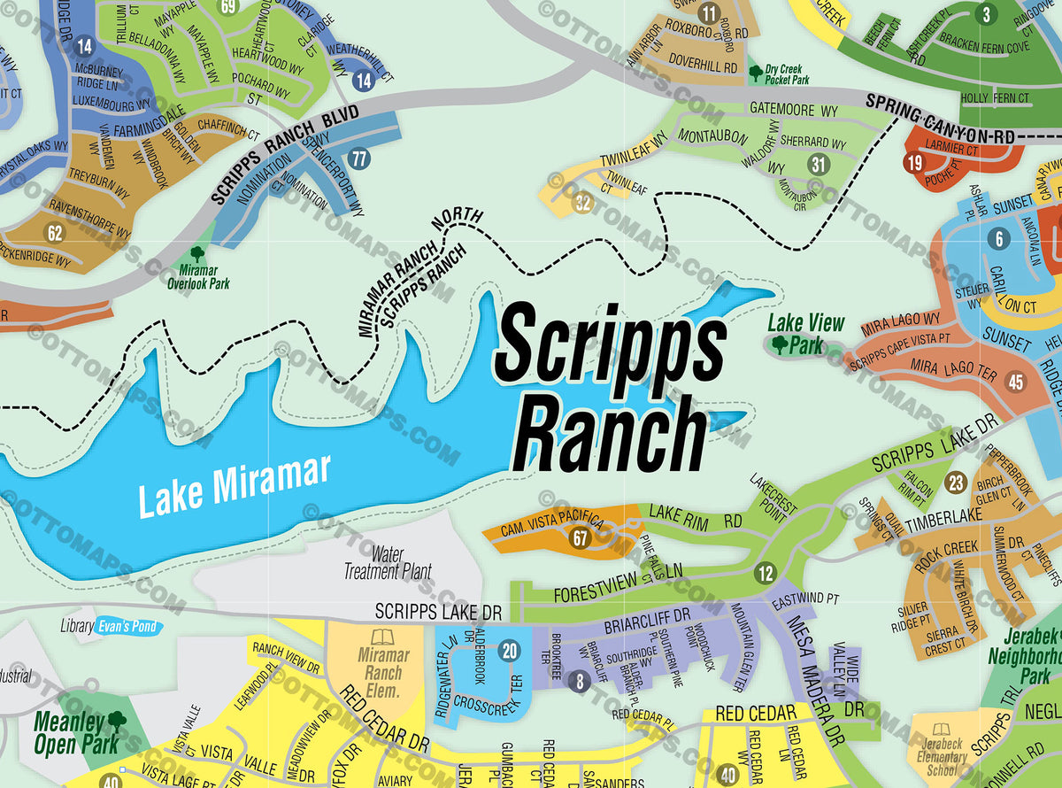 Scripps Ranch Map, San Diego County, CA - FILES - PDF and AI, editable ...
