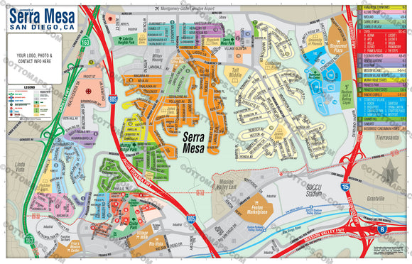 Serra Mesa Map - PDF, Editable, Royalty Free