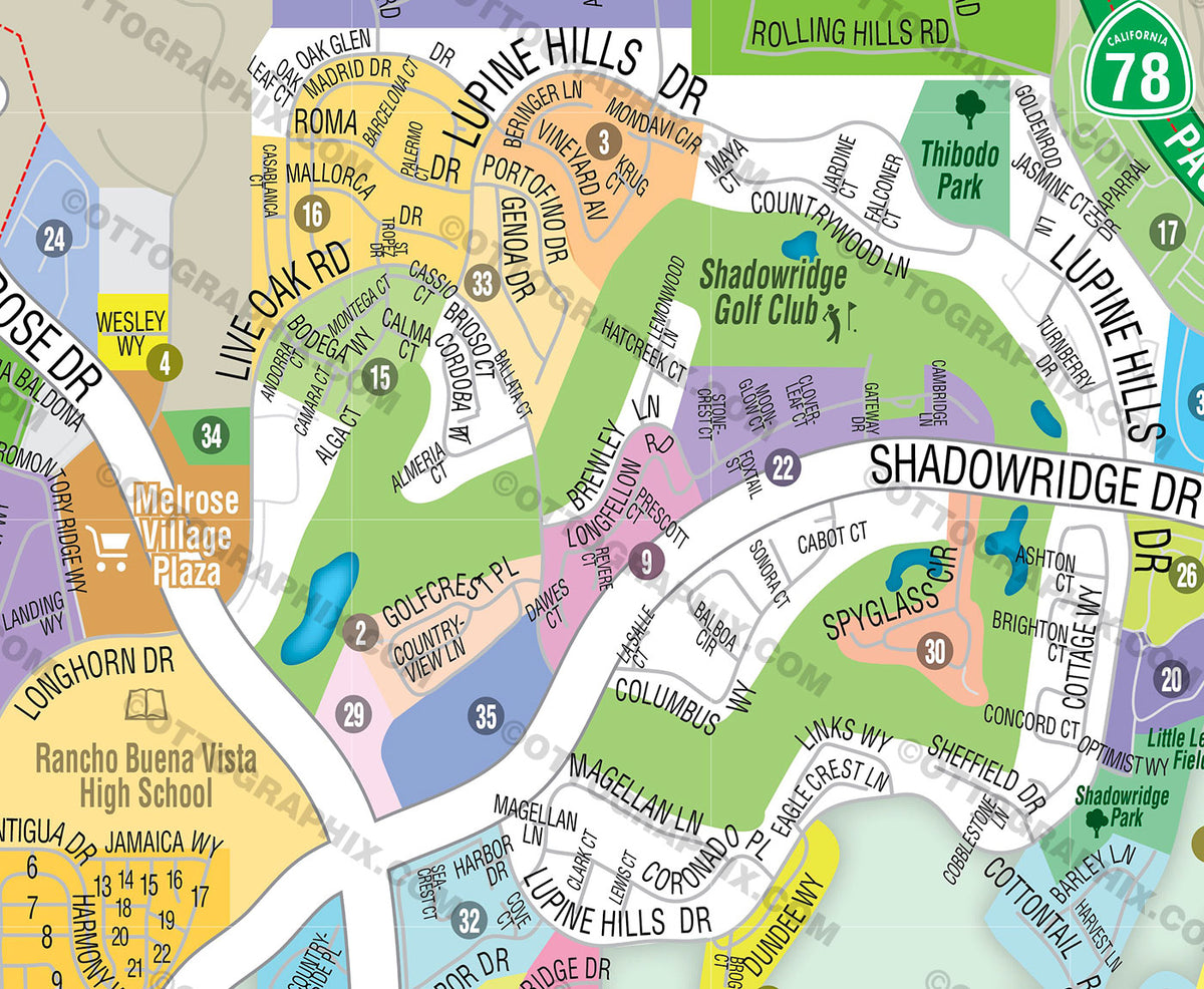 Shadowridge Map, Vista, San Diego, CA - FILES - PDF and AI, editable ...