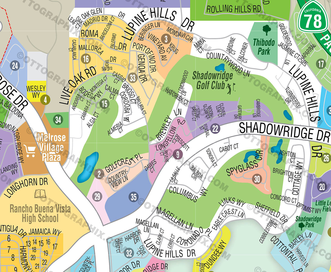 Shadowridge Map, Vista, San Diego, CA