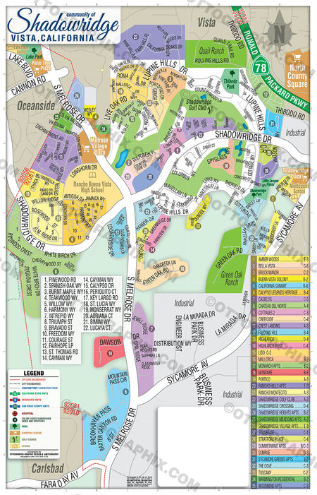 Shadowridge Map, Vista, San Diego, CA - FILES - PDF and AI, editable ...