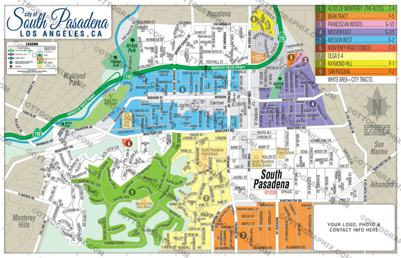 South Pasadena Map, Los Angeles County, CA