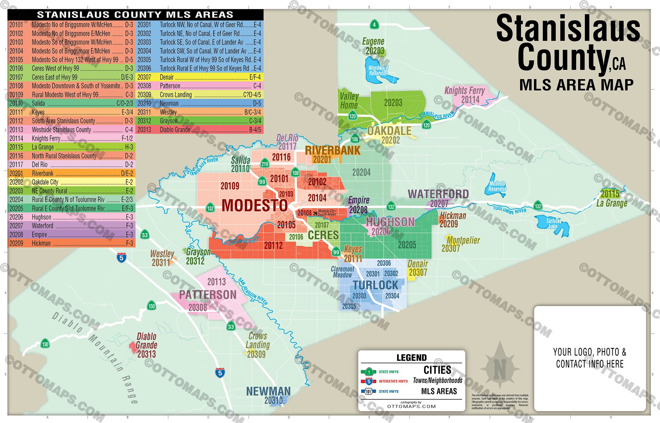 Stanislaus County MLS Area Map - California