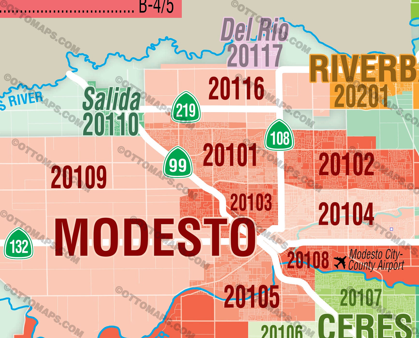 Stanislaus County MLS Area Map - PDF, editable, royalty free