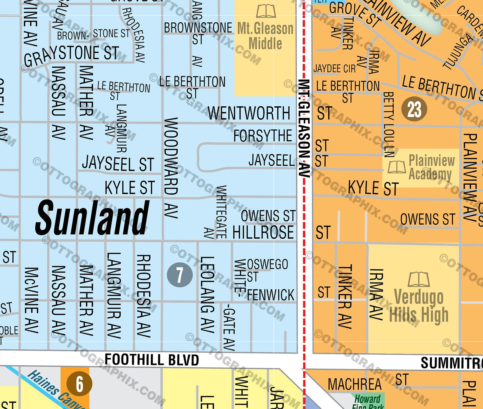 Sunland-Tujunga Map, Los Angeles County, CA