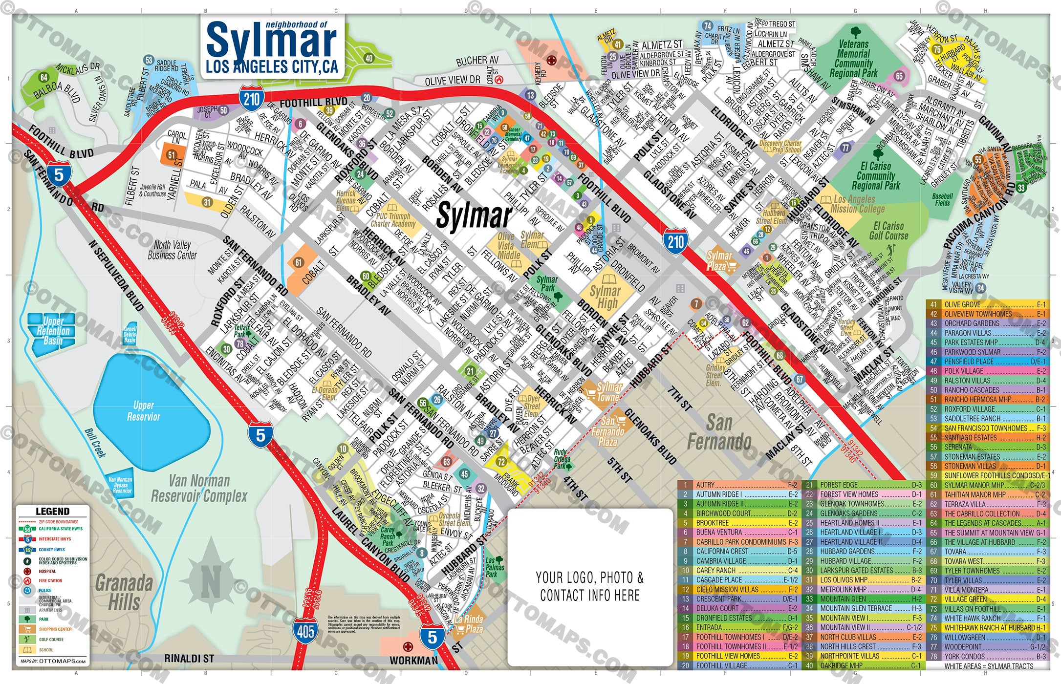 Sylmar Map, Los Angeles, CA - FILES - PDF and AI, editable, vector, ro ...