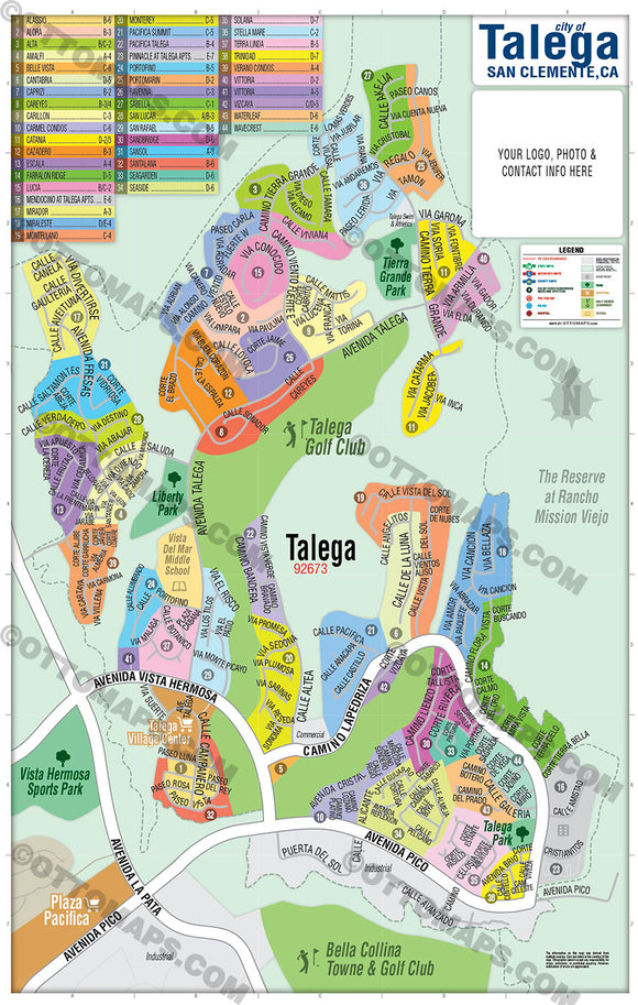 Talega Map - PDF, editable, royalty free
