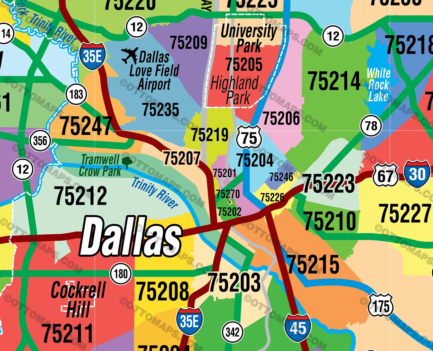 Dallas Fort Worth Zip Code Map - PDF, editable, royalty free