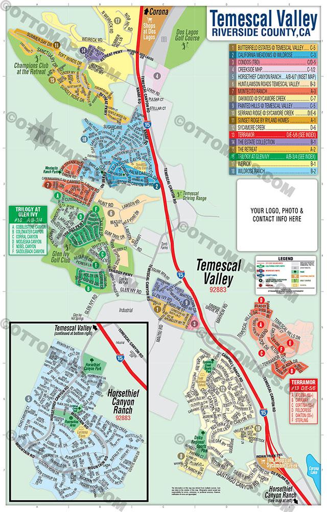 Temescal Valley Map - PDF, editable, royalty free