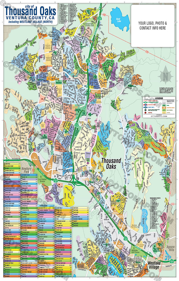 Thousand Oaks Map - PDF, editable, royalty free