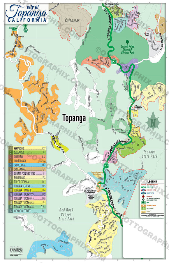 Topanga Map, Los Angeles County, CA