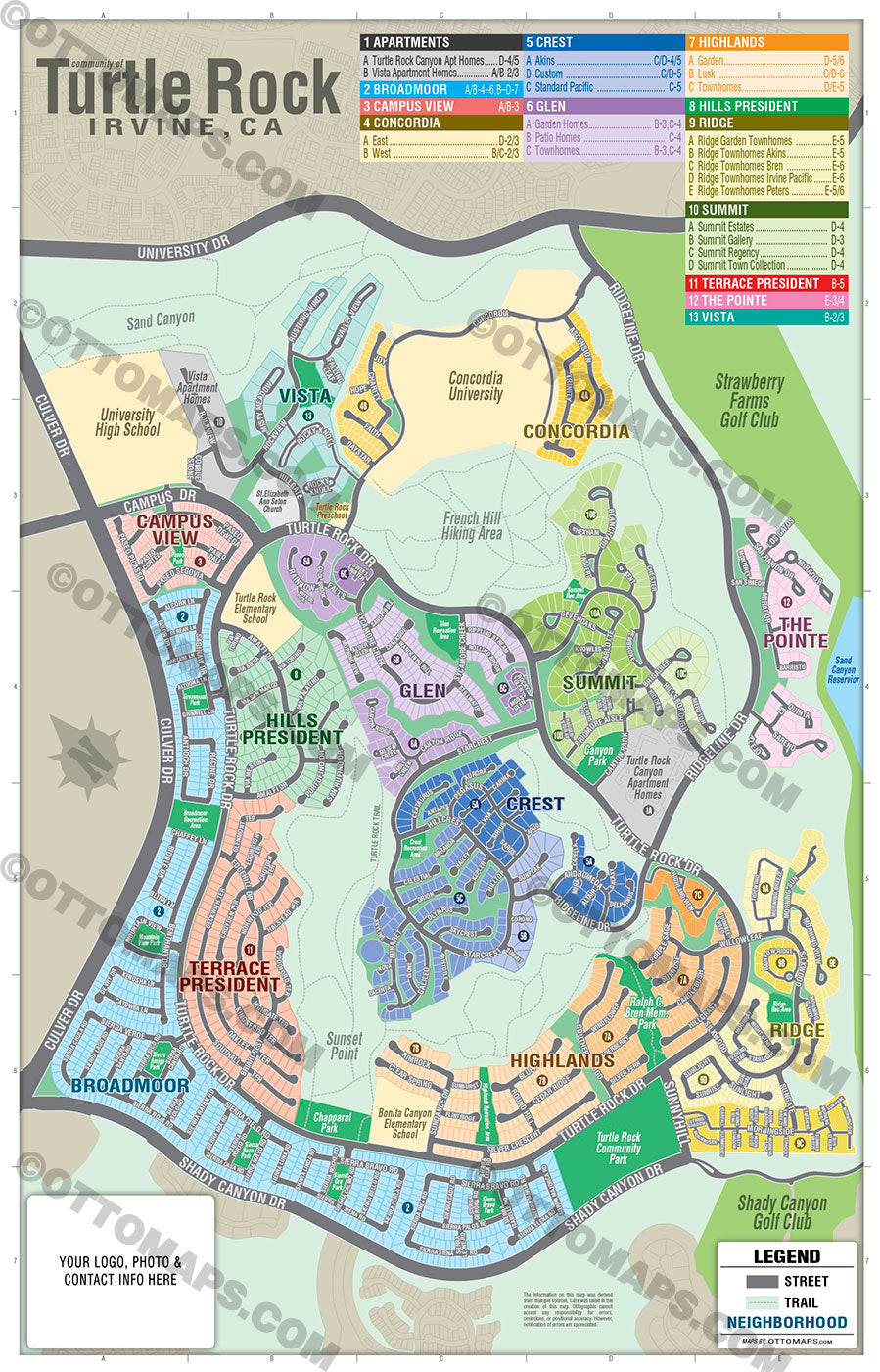 Turtle Rock Map, Irvine, CA