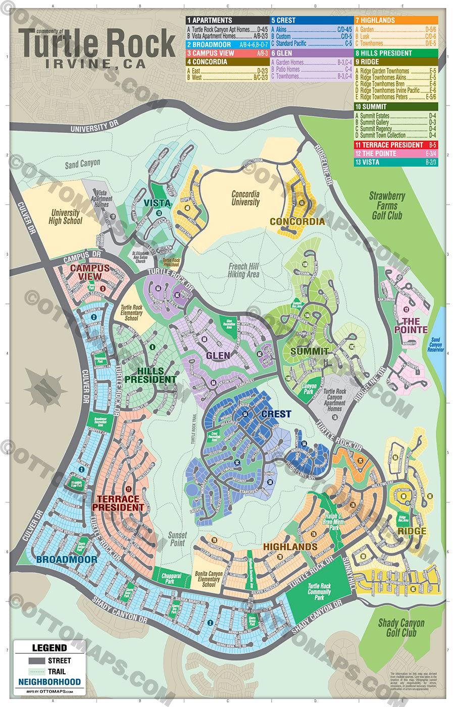 Turtle Rock Map, Irvine, CA