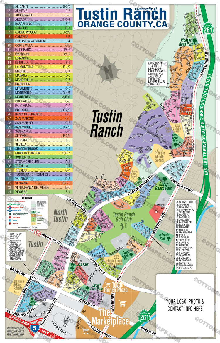Tustin Ranch Map, Orange County, CA - FILES - PDF and AI, editable, ve ...