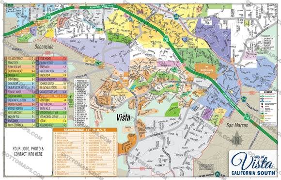 Vista Map - PDF, editable, royalty free