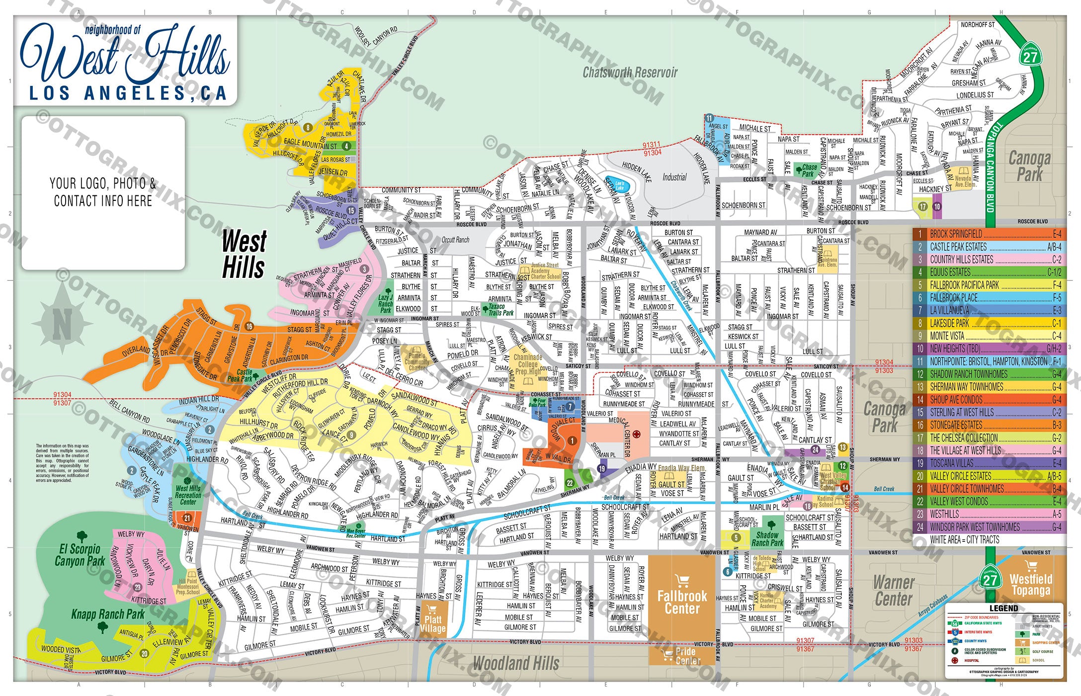 West Hills Map, Los Angeles County, CA