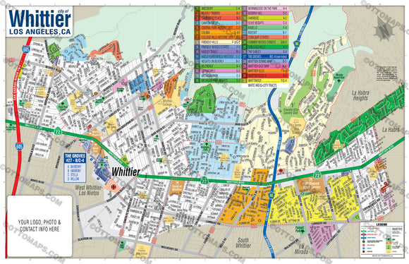 Whittier Map - PDF, editable, royalty free
